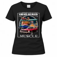 Vintage American Made Muscle Classic Cars And Diner Women's T-Shirt