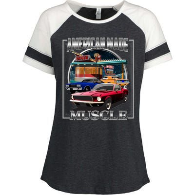 Vintage American Made Muscle Classic Cars And Diner Enza Ladies Jersey Colorblock Tee