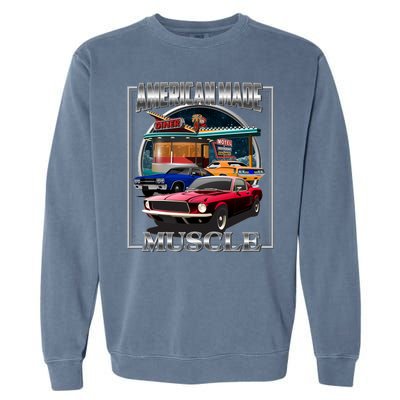 Vintage American Made Muscle Classic Cars And Diner Garment-Dyed Sweatshirt