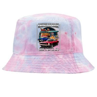 Vintage American Made Muscle Classic Cars And Diner Tie-Dyed Bucket Hat