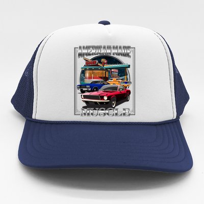 Vintage American Made Muscle Classic Cars And Diner Trucker Hat