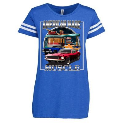 Vintage American Made Muscle Classic Cars And Diner Enza Ladies Jersey Football T-Shirt