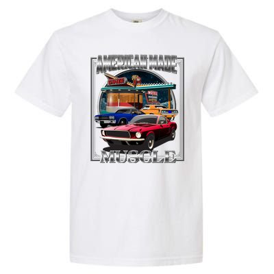 Vintage American Made Muscle Classic Cars And Diner Garment-Dyed Heavyweight T-Shirt