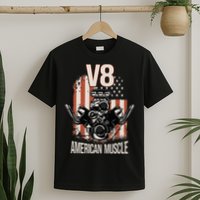 V8 American Muscle Car Usa Flag Engine V8 T-Shirt