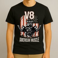 V8 American Muscle Car Usa Flag Engine V8 T-Shirt