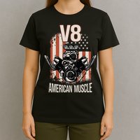 V8 American Muscle Car Usa Flag Engine V8 T-Shirt