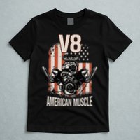 V8 American Muscle Car Usa Flag Engine V8 T-Shirt