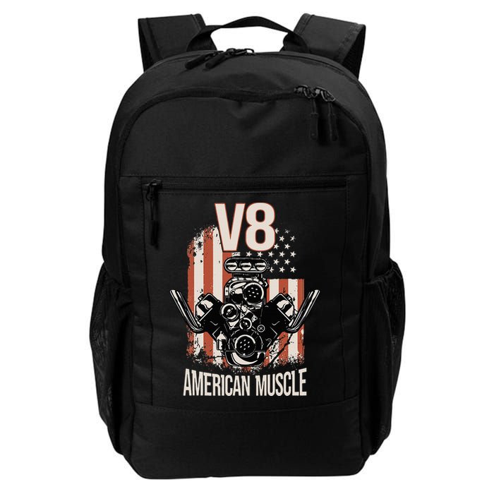 V8 American Muscle Car Usa Flag Engine V8 Backpack