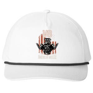 V8 American Muscle Car Usa Flag Engine V8 Snapback Five-Panel Rope Hat