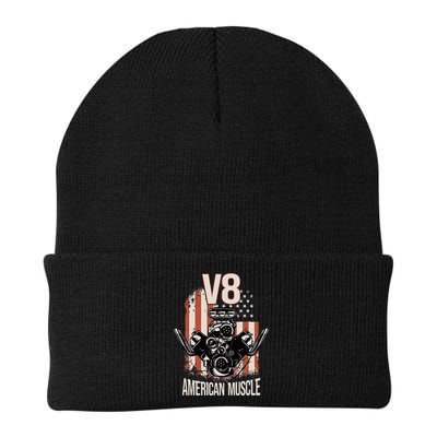 V8 American Muscle Car Usa Flag Engine V8 Beanie