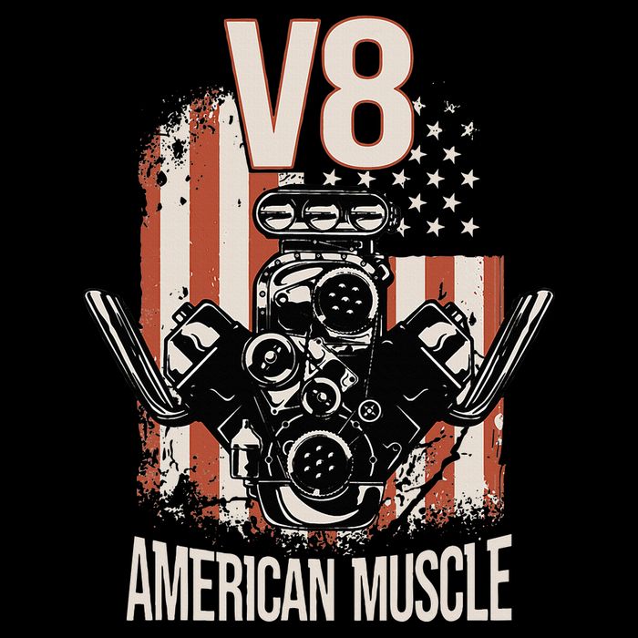 V8 American Muscle Car Usa Flag Engine V8 16 in Basic Backpack