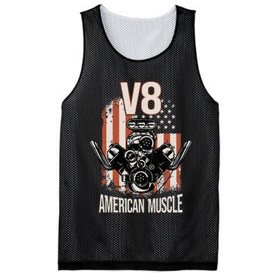 V8 American Muscle Car Usa Flag Engine V8 Mesh Reversible Basketball Jersey Tank