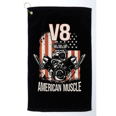 V8 American Muscle Car Usa Flag Engine V8 Golf Towel