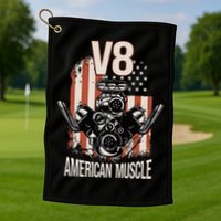 V8 American Muscle Car Usa Flag Engine V8 Golf Towel