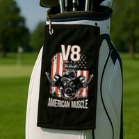 V8 American Muscle Car Usa Flag Engine V8 Golf Towel