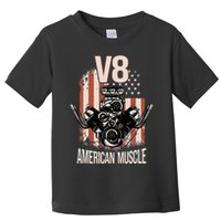 V8 American Muscle Car Usa Flag Engine V8 Toddler T-Shirt