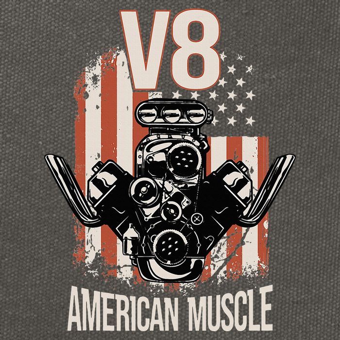 V8 American Muscle Car Usa Flag Engine V8 Cotton Canvas Backpack