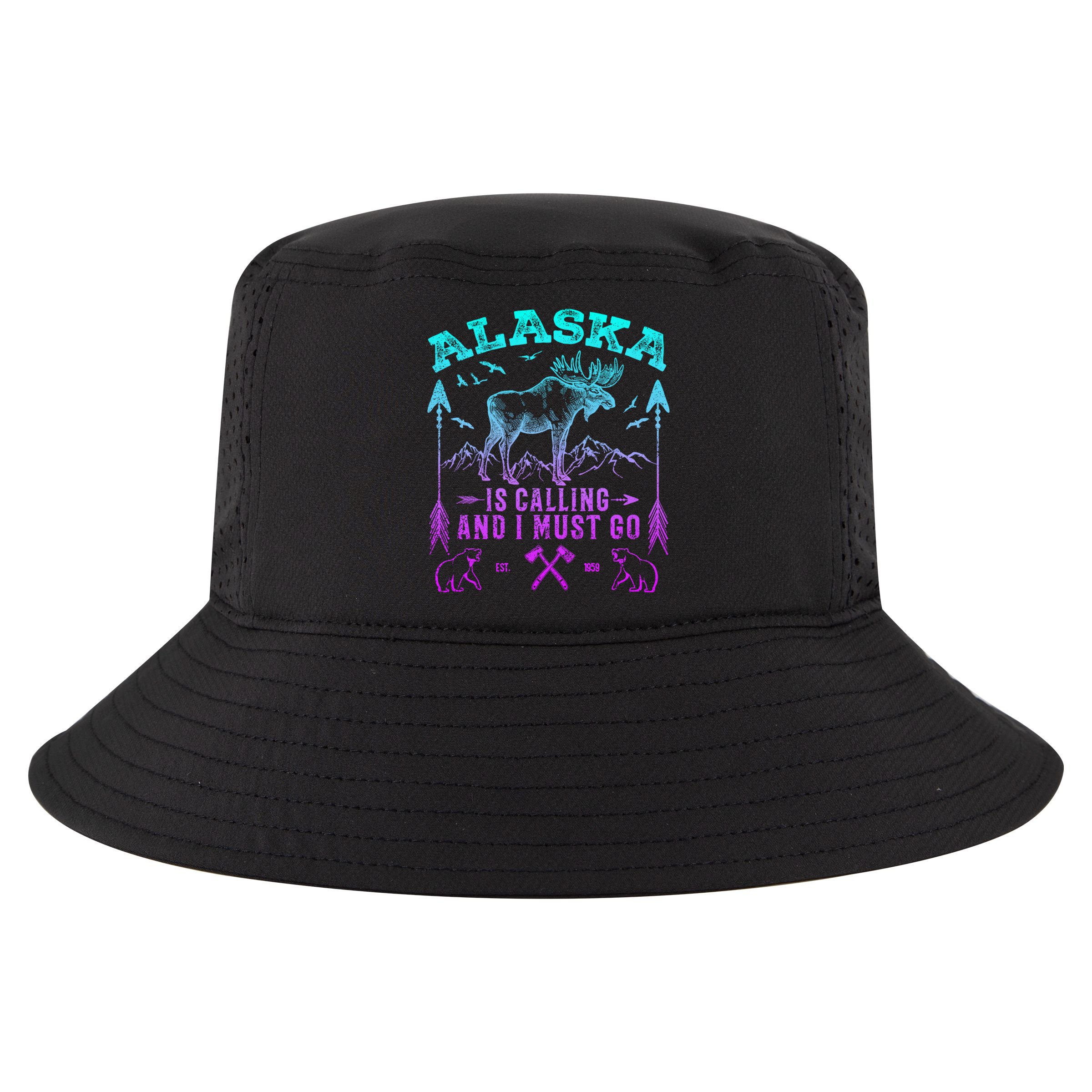 Vintage Alaskan Moose Alaska Is Calling And I Must Go Cool Gift Cool Comfort Performance Bucket Hat