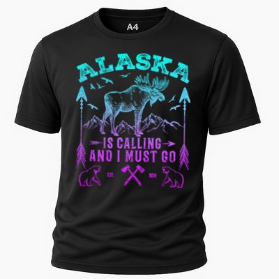 Vintage Alaskan Moose Alaska Is Calling And I Must Go Cool Gift Performance Shirt