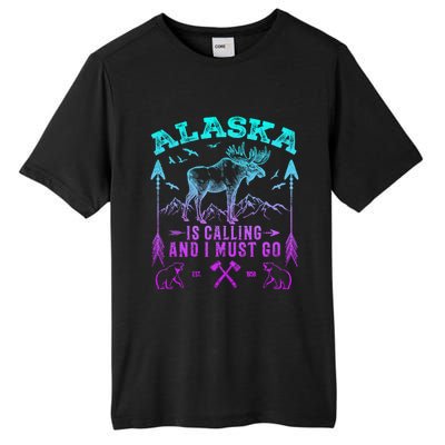 Vintage Alaskan Moose Alaska Is Calling And I Must Go Cool Gift Tall Fusion ChromaSoft Performance T-Shirt