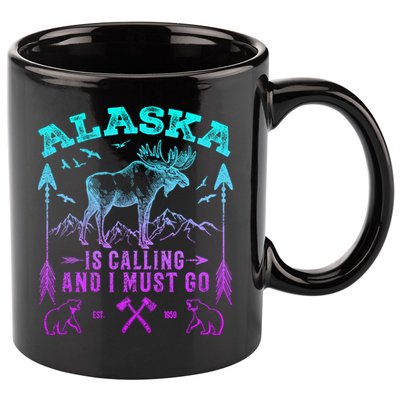 Vintage Alaskan Moose Alaska Is Calling And I Must Go Cool Gift 11oz C Handle Ceramic Mug
