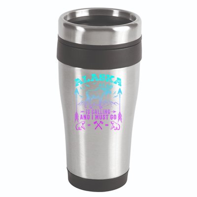 Vintage Alaskan Moose Alaska Is Calling And I Must Go Cool Gift 16oz Travel Tumbler