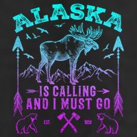 Vintage Alaskan Moose Alaska Is Calling And I Must Go Cool Gift Golf Towel