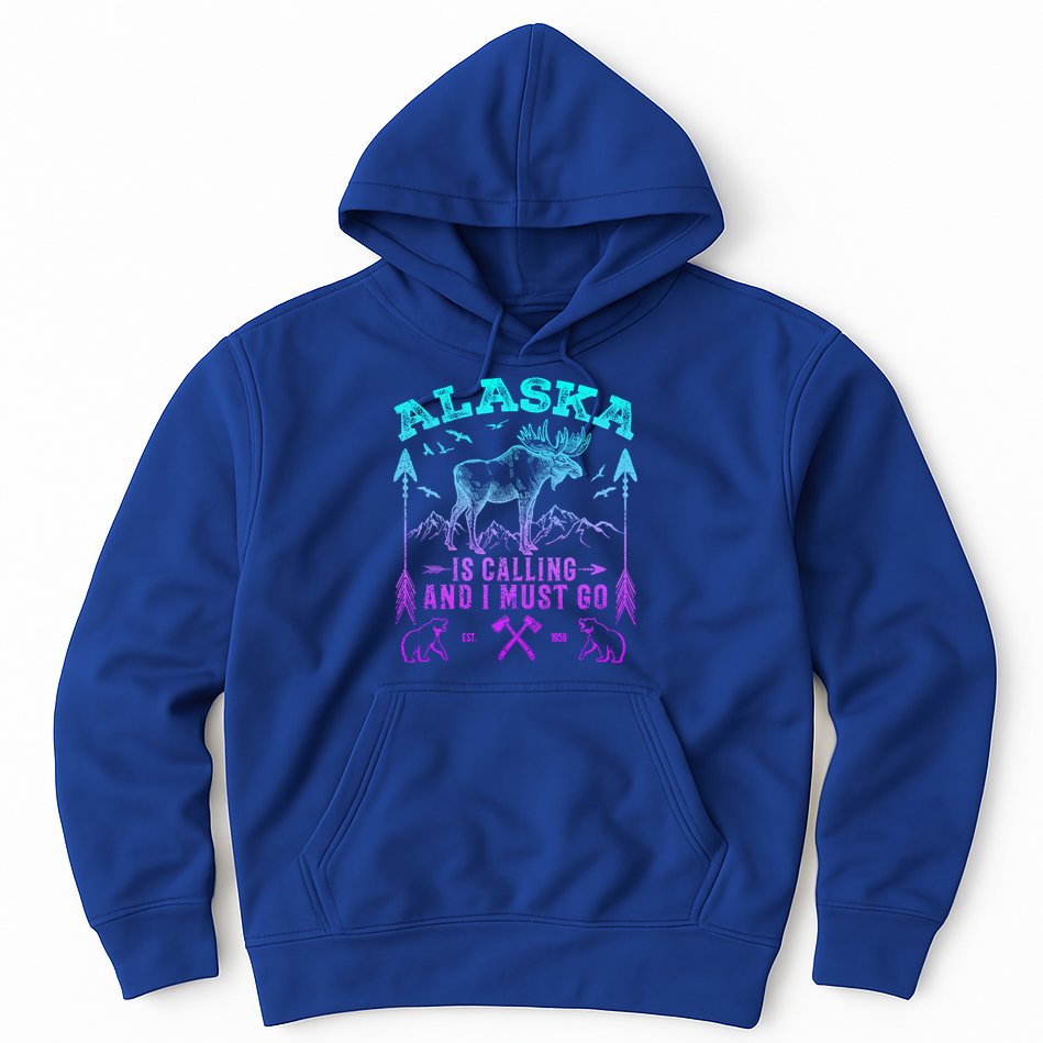 Vintage Alaskan Moose Alaska Is Calling And I Must Go Cool Gift Hoodie