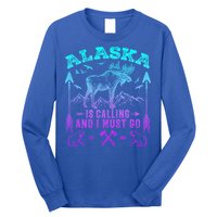 Vintage Alaskan Moose Alaska Is Calling And I Must Go Cool Gift Long Sleeve Shirt