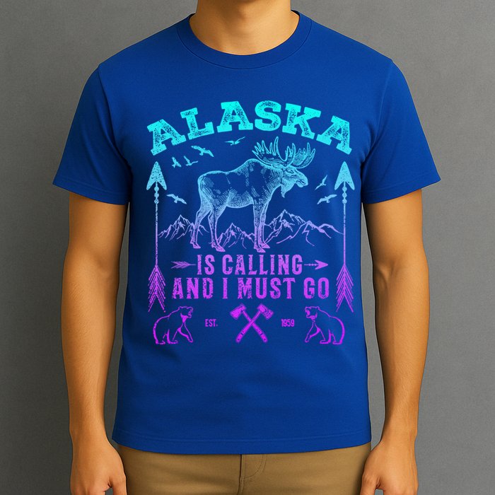 Vintage Alaskan Moose Alaska Is Calling And I Must Go Cool Gift T-Shirt