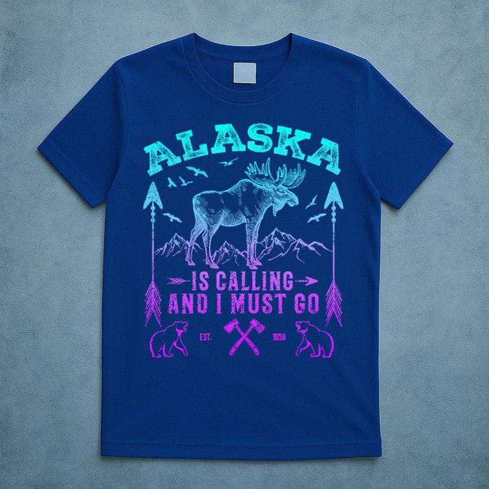 Vintage Alaskan Moose Alaska Is Calling And I Must Go Cool Gift T-Shirt