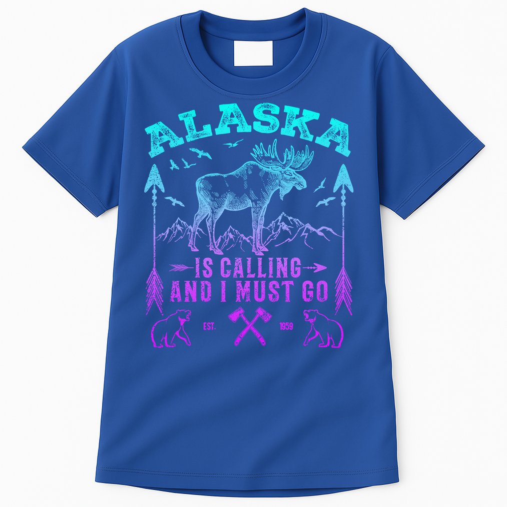 Vintage Alaskan Moose Alaska Is Calling And I Must Go Cool Gift Tall T-Shirt