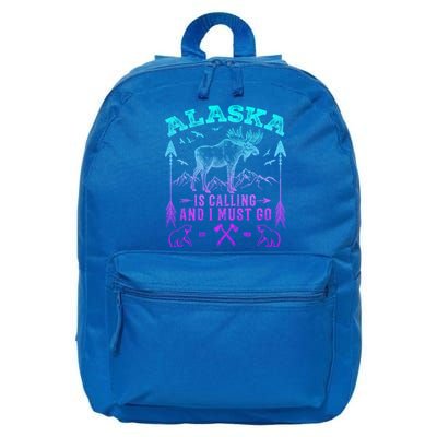 Vintage Alaskan Moose Alaska Is Calling And I Must Go Cool Gift 16 in Basic Backpack