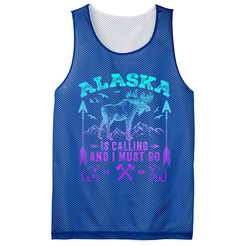 Vintage Alaskan Moose Alaska Is Calling And I Must Go Cool Gift Mesh Reversible Basketball Jersey Tank