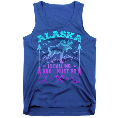 Vintage Alaskan Moose Alaska Is Calling And I Must Go Cool Gift Tank Top