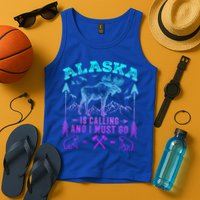 Vintage Alaskan Moose Alaska Is Calling And I Must Go Cool Gift Tank Top
