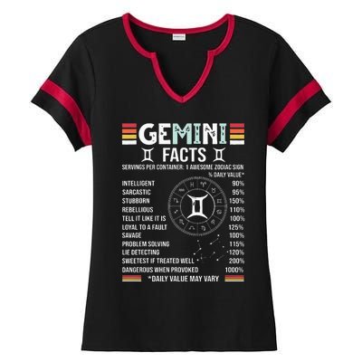 Vintage Astrology May June Birthday Zodiac Sign Retro Gemini Ladies Halftime Notch Neck Tee