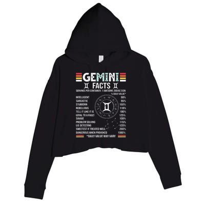 Vintage Astrology May June Birthday Zodiac Sign Retro Gemini Crop Fleece Hoodie