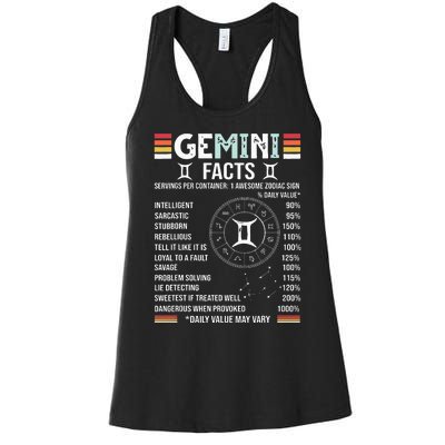 Vintage Astrology May June Birthday Zodiac Sign Retro Gemini Women's Racerback Tank