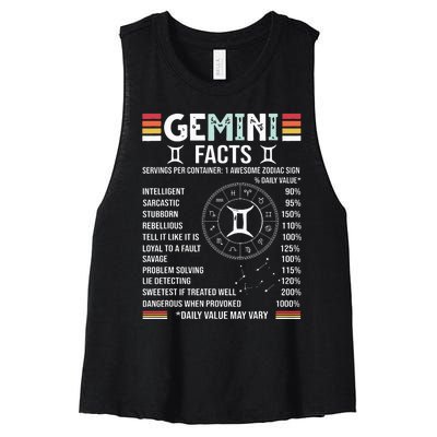 Vintage Astrology May June Birthday Zodiac Sign Retro Gemini Women's Racerback Cropped Tank