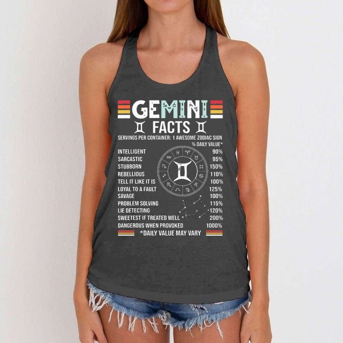 Vintage Astrology May June Birthday Zodiac Sign Retro Gemini Women's Knotted Racerback Tank