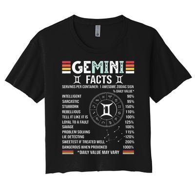 Vintage Astrology May June Birthday Zodiac Sign Retro Gemini Women's Crop Top Tee