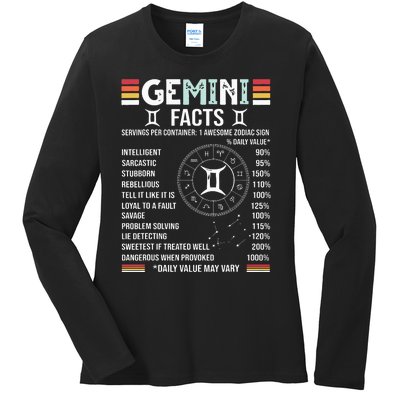 Vintage Astrology May June Birthday Zodiac Sign Retro Gemini Ladies Long Sleeve Shirt