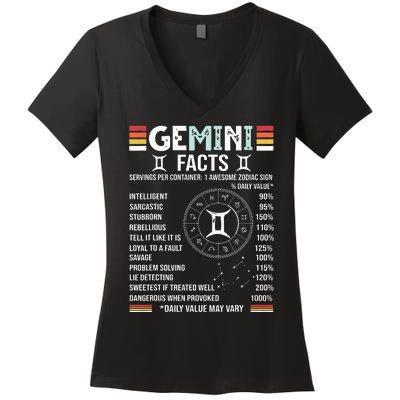 Vintage Astrology May June Birthday Zodiac Sign Retro Gemini Women's V-Neck T-Shirt