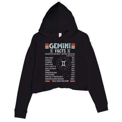 Vintage Astrology May June birthday Zodiac sign retro Gemini Crop Fleece Hoodie