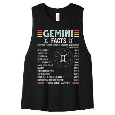 Vintage Astrology May June birthday Zodiac sign retro Gemini Women's Racerback Cropped Tank