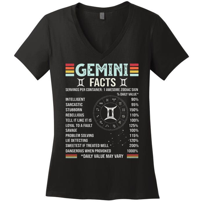 Vintage Astrology May June birthday Zodiac sign retro Gemini Women's V-Neck T-Shirt