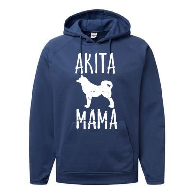 Vintage Akita Mama Gift Akita Mom Pet Dog Owner Mother Performance Fleece Hoodie