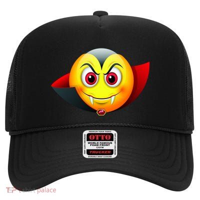 Vampire Halloween Emoji High Crown Mesh Back Trucker Hat