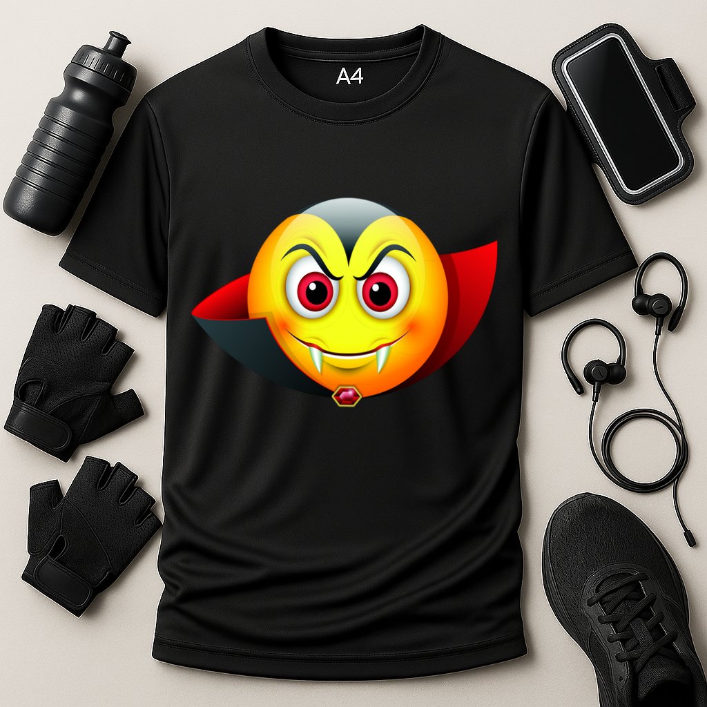 Vampire Halloween Emoji Cooling Performance Crew T-Shirt